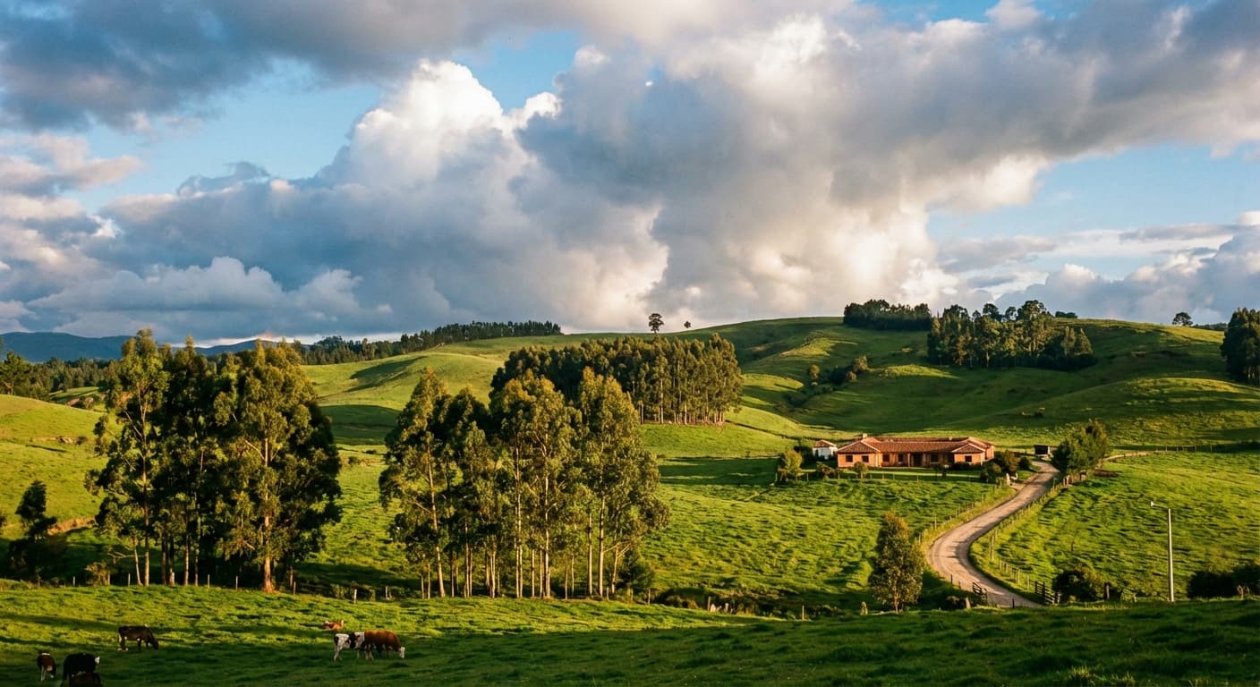 Green hills of Chía countryside near Bogotá