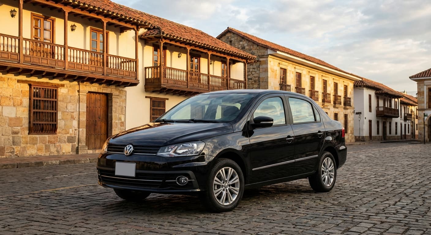 Black VW Voyage in Bogotá